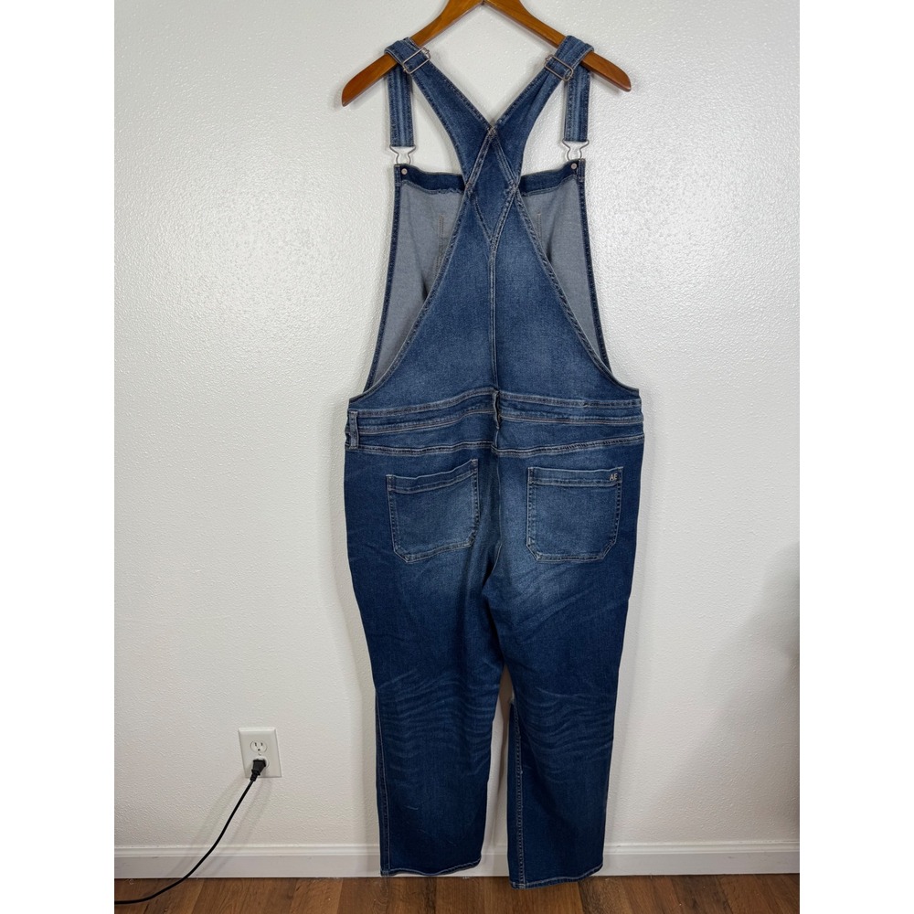 American Eagle Tomgirl Overalls Womens XXL Blue Denim Distressed Ripped Stretch - Picture 2 of 5